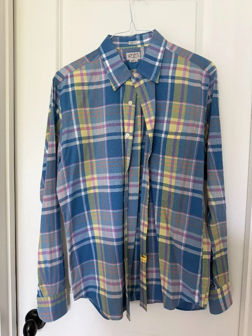 J.Crew Slim Fit Summer Plaid Button-Down Shirt Men's L Blue